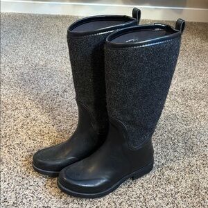 UGG Australia Reignfall 1014455 Black Women's 8 39 Rubber Wool Rain Boot Shoes
